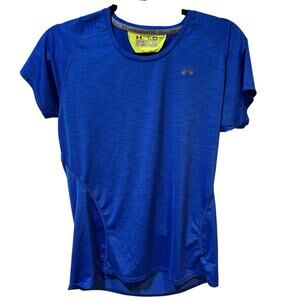 UnderArmor Headgear Blue SemiFitted Polyester Spandex Short Sleeve Size Medium